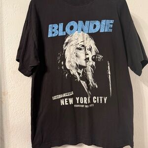 H&M Black Blondie New York City Graphic Tee with Blue Logo